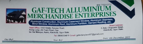 GAF - TECH ALUMINUM MERCHANDISE ENTERPRISES PAPAPA vendor profile